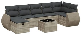 3264138 vidaXL Set mobilier de grădină cu perne, 8 piese gri deschis poliratan