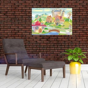 Tablou - Orășel colorat (90x60 cm)