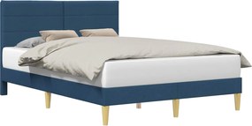 vidaXL Cadru de pat cu headboard albastru 140 x 200 cm țesătură
