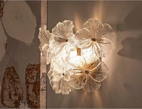 Aplică de perete aurie din sticlă Ibiscus – Mauro Ferretti