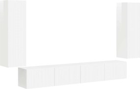 vidaXL Set Dulap pentru Televizor Montat pe Perete 4 pcs Alb lucios