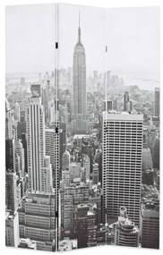 Paravan camera pliabil, 120x170 cm, New York pe zi, alb negru