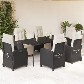 3212951 vidaXL Set mobilier de grădină cu perne, 7 piese, negru, poliratan