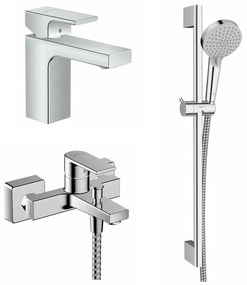 Set baterii lavoar, cada si set de dus Hansgrohe Vernis Shape crom