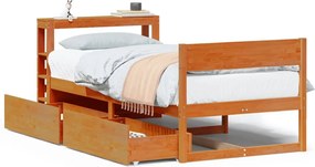 vidaXL Pat de zi fără saltea, maro ceruit, 90x200 cm, lemn masiv pin