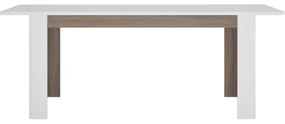 Masa dining extensibila, alb extra lucios HG   stejar Sonoma inchis   trufa, 160-200x90 cm, LYNATET TIP 75