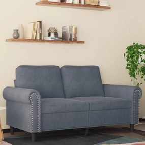 vidaXL Canapea cu 2 locuri, gri închis, 120 cm, catifea