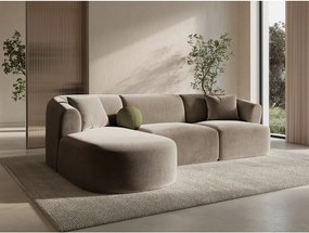 Colțar maro deschis cu tapițerie din catifea (cu colț pe partea stângă/cu șezlong) Campi – Cosmopolitan Design