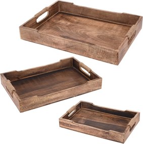 Set 3 tavi EH Excellent Houseware, Lemn de mango, Maro