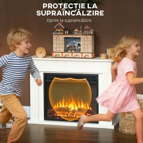 HOMCOM Șemineu Electric cu Flacără în 12 Culori, Telecomandă și Timer, 98x23.5x69.5 cm, Alb și Negru | Aosom Romania