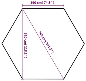 Marchiza pliabila hexagonala, alb crem, 3,6 x 3,1 m Crem, 3.6 x 3.1 m