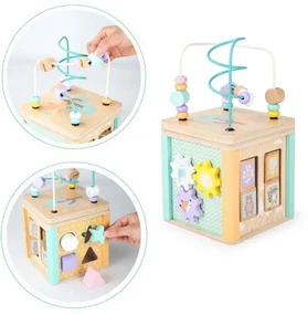 Cub educativ din lemn, cu accesorii Kid