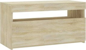 vidaXL Comodă TV cu lumini LED, stejar sonoma, 75x35x40 cm