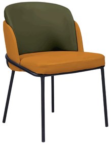 Fotoliu design, portocaliu / verde, piele ecologică, GANON