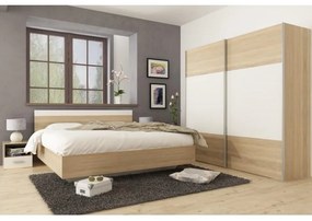 Set dormitor (pat 180x200 cm), stejar sonoma  alb, GABRIELA NEW