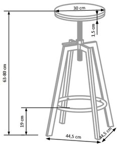 Scaun bar H-64 - H 63-80 cm