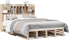 vidaXL Pat cu bibliotecă fără saltea, 140x200 cm, lemn masiv de pin