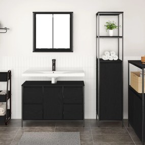Set de mobilier pentru baie 2 piese vidaXL din lemn ingineresc, stejar negru