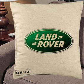 Perna Personalizata cu emblema Land Rover, 40x40 cm, Bej, Husa Detasabila, Perna Inclusa, BEKZ®