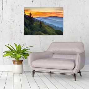 Tablou pe sticlă - răsărit de soare (70x50 cm)