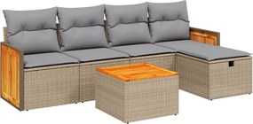 vidaXL Set canapele de grădină, 6 piese, cu perne, bej, poliratan