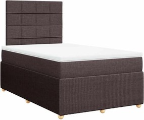 vidaXL Pat box spring cu saltea, maro închis, 120x190 cm, textil