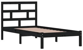 Cadru de pat Single 3FT, negru, 90x190 cm, lemn masiv Negru, 90 x 190 cm