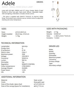 Lustra LED CCT cu telecomanda si inaltime reglabila Adele Small