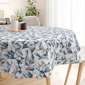 Goldea față de masă decorativă loneta - forme albastre - rotundă Ø 100 cm