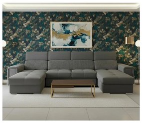 Colțar extensibil SALVADA, cu colț reversibil în formă de U și spațiu de depozitare, gri închis