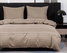 Lenjerie de pat hoteliera din microfibra JASMINE bej - dunga 2 cm, buzunar hotelier Dimensiune lenjerie de pat: 2 buc 70 x 90 cm | 200 x 220 cm