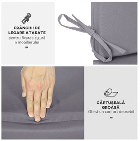 Perne pentru exterior Outsunny, spuma si poliester, 2 bucati 130x45x5 cm, gri inchis | Aosom Romania