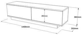 Comoda TV Zoeva Gri 140x35.5x38 cm