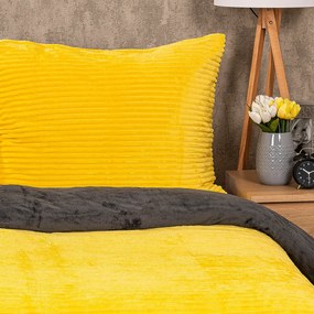 Lenjerie de pat din micro-flanelă 4Home Stripe, galben, 140 x 200 cm, 70 x 90 cm