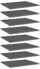 vidaXL Plăci bibliotecă, 8 buc., gri extralucios, 60 x 50 x 1,5 cm PAL