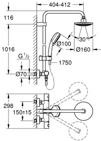 GROHE 27922000 - Sistem de duș TEMPESTA COSMOPOLITAN 160 mm, crom lucios