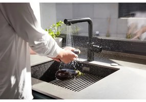 Baterie de chiuvetă cu cap de duș extractibil KFA Armatura 6623-110-81 DUERO BASIC negru mat