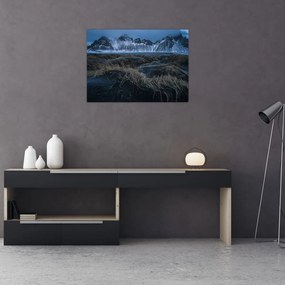 Tablou pe sticlă cu priveliște spre vărfurile Islanda (70x50 cm)