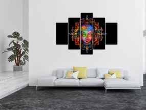 Tablou - Bustul lui Buddha în culori neon (150x105 cm)