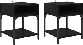vidaXL Noptieră 2 pcs Stejar Negru 40 x 40 x 50 cm Lemn compozit