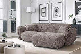 Colțar taupe cu tapițerie din chenille (cu colț pe partea dreaptă/cu șezlong) Nelia – Ropez