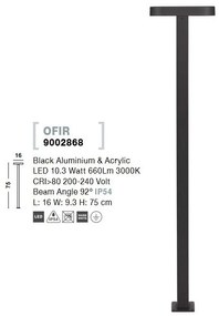 Stalp LED mediu pentru iluminat exterior IP54 OFIR