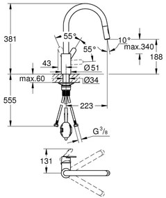 GROHE 31484001 - Baterie pentru chiuvetă GET, crom lucios