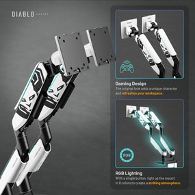 Suport dublu pentru monitoare de 49 de inchi, alb-negru X-Arm Dual RGB