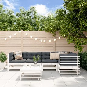 3186005 vidaXL Set mobilier relaxare grădină&perne 6 piese alb lemn masiv pin