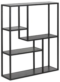 Bibliotecă de perete neagră cu aspect de lemn de frasin 75x91 cm Seaford – Actona