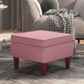 Scaun cu picioare din lemn, roz, catifea 1, Roz