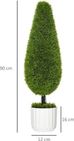 Set 2 Plante Artificiale cu Ghiveci de Ø12x16 cm, Muschi si Ciment, Plante Artificiale de 90cm din PE si Plastic, Verde-Alb HOMCOM | Aosom Romania