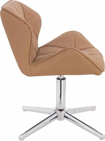 HR111CROSS Scaun Caramel Piele Ecologica Premium Soft cu Bază Cromata