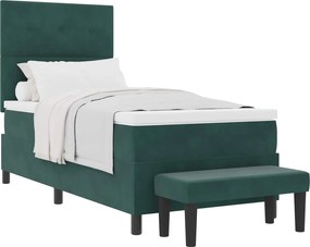 vidaXL Pat cu arcuri cu saltea Verde închis 90 x 200 cm Catifea